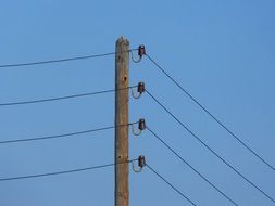 old electric pole against blue sky