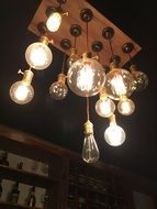 various light bulbs as a design for a cafe
