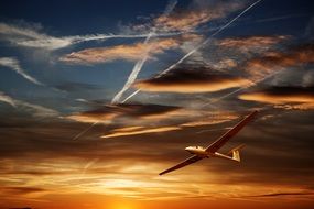 glider at the sunset