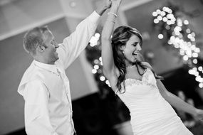 dancing bride and groom at a wedding