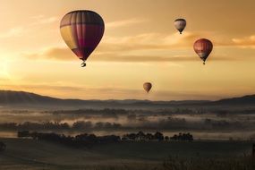 Hot Air Balloons above scenic Valley