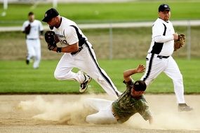 falling down softball player