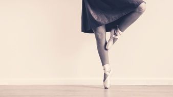 legs of a ballerina in monochrome image