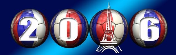 banner of European football championship with Eiffel tower