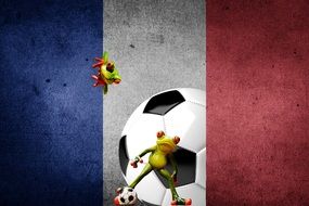 ceramic frogs playing football