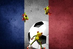 cute ceramic frogs playing football