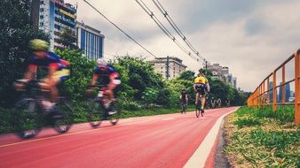 cyclists ride the red carpet, Sao Paulo