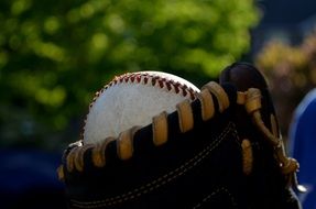 glove with a ball for a baseball