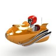 white man on a golden rocket