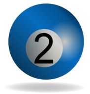 blue billiard ball with number "2"