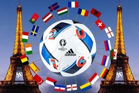 flags of different countries on the emblem of the football championship