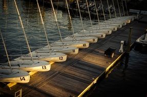 sailing boats on the pier before the regatta