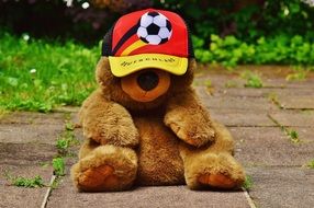 teddy in a cap like a football fan