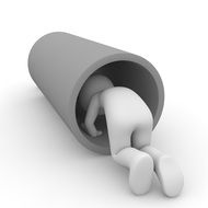 person Crawling in Tube, 3d rendering