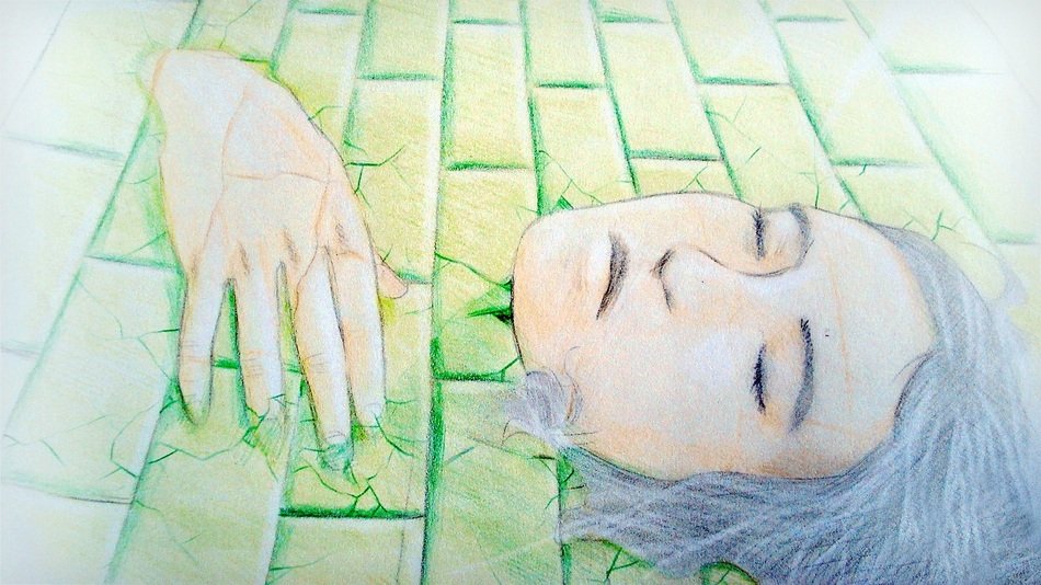 drawing of a woman on the wall