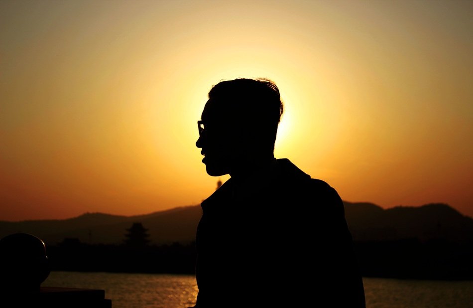Silhouette Man at Sunset