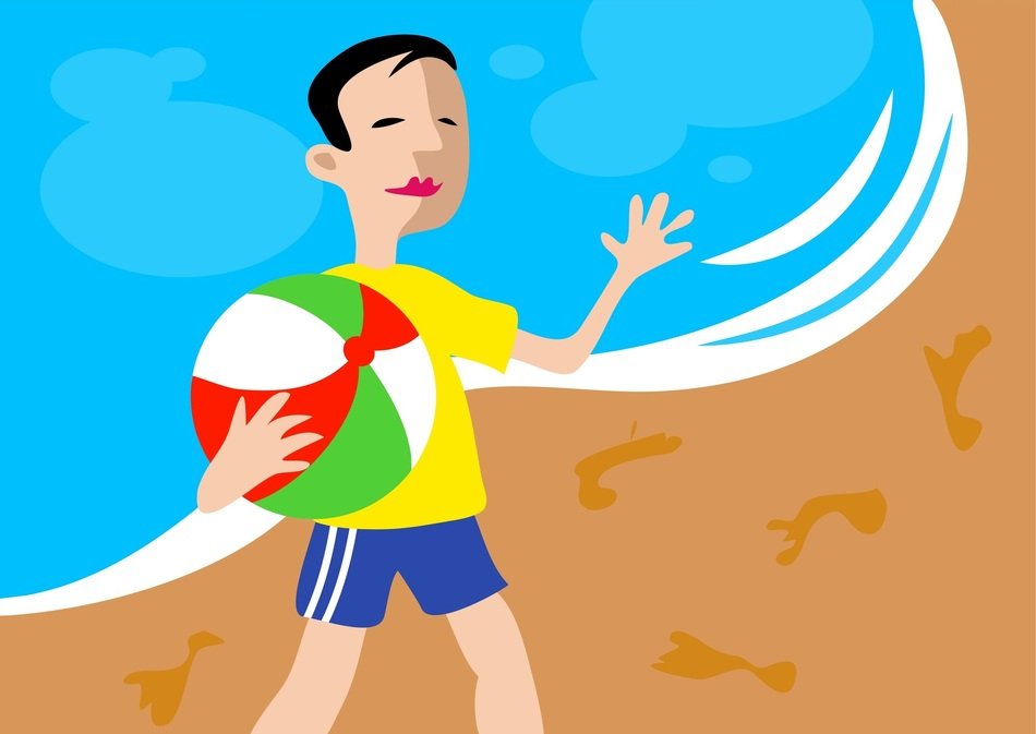graphic image of a boy with a colorful ball