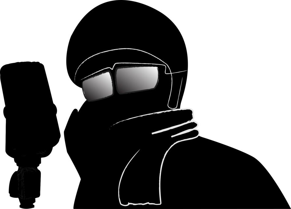black silhouette of an aviator near the microphone