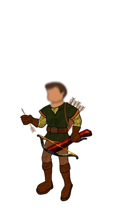 a man with a crossbow and arrows drawing