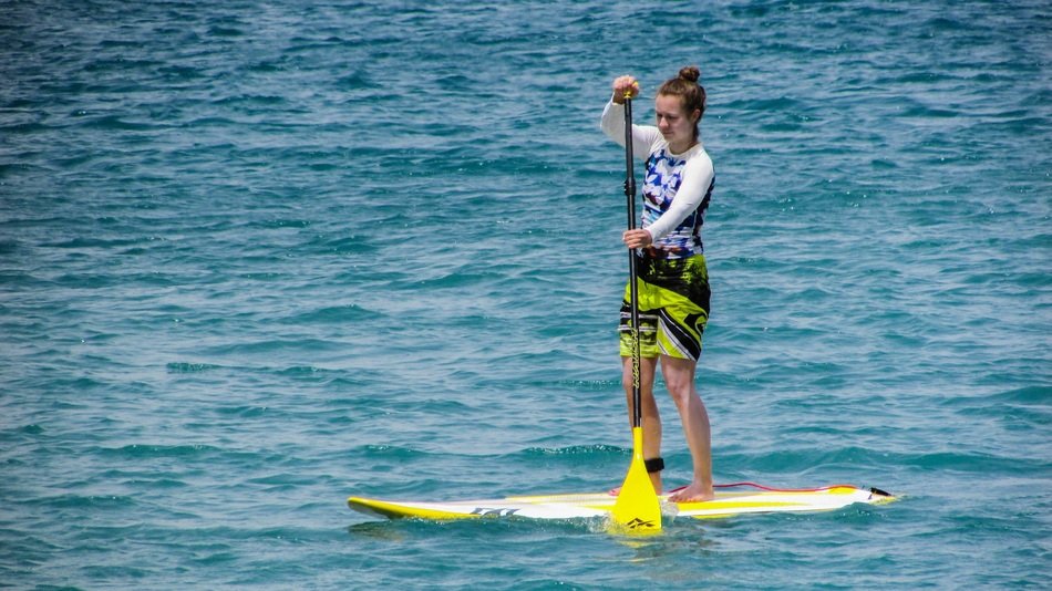 picture of the girl is Paddling