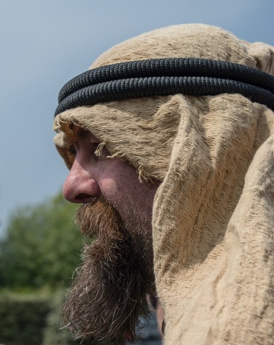 arab with a beard in profile closeup