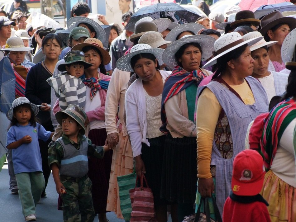 a crowd of people in hats in bolivia