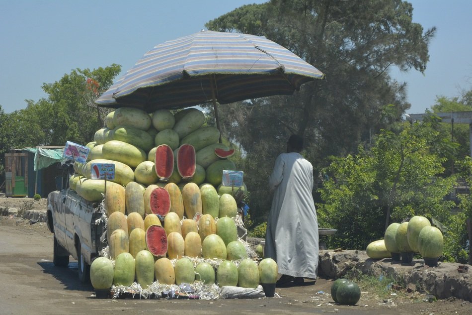 Watermelon Market along the road in egypt