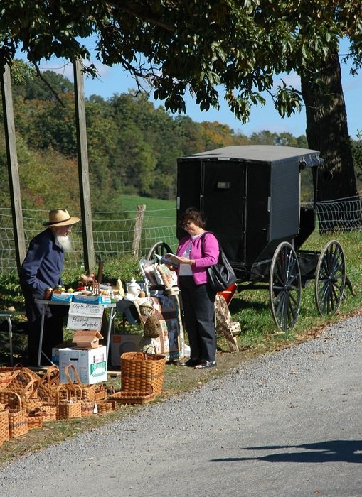 seller on the road in the countryside