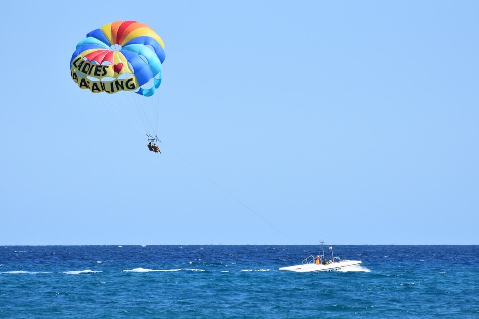 skydiver over the sea