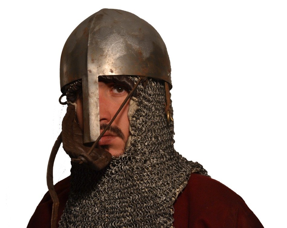 Soldier dressed up in mail armour