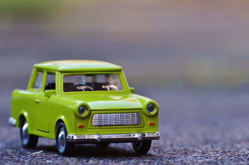green trabi as a miniature model