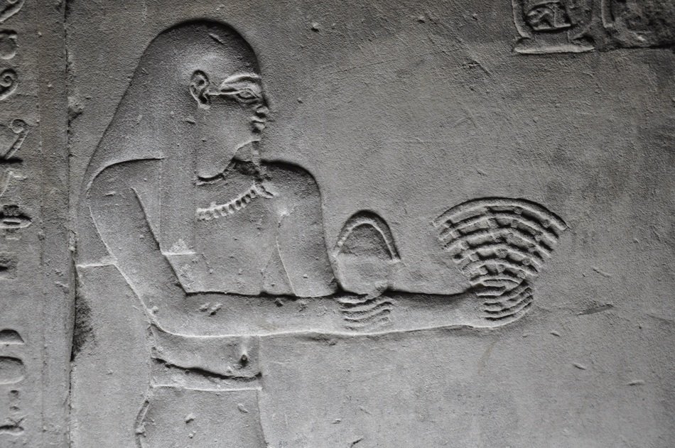 images on the walls of the Egyptian temple