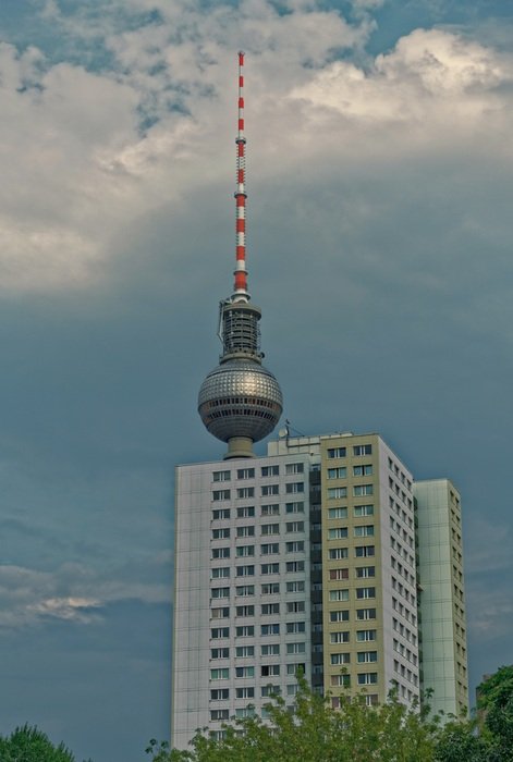 TV tower behind a high-rise in Berlin