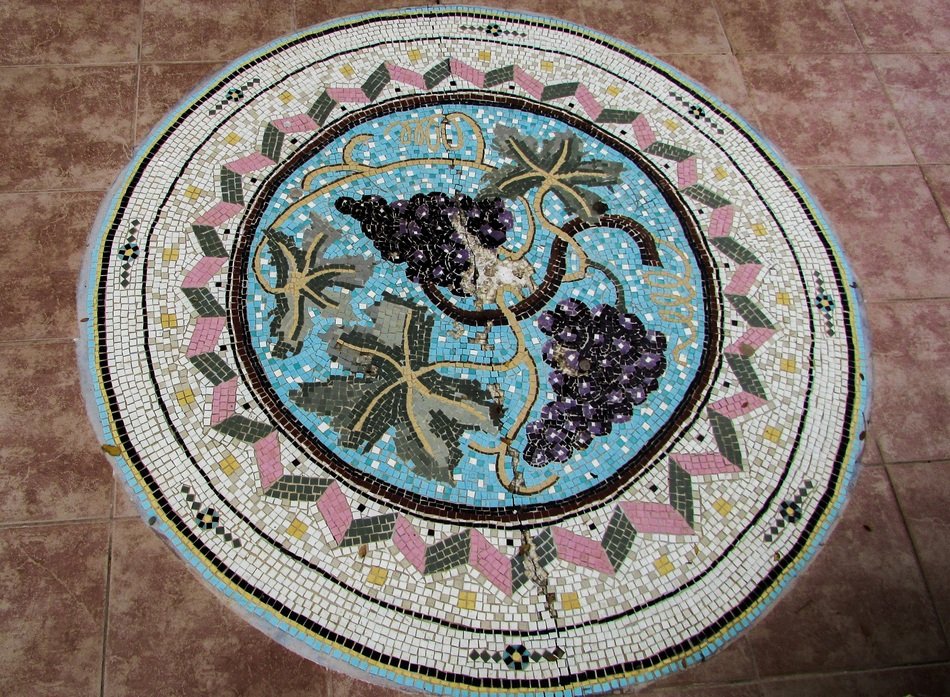 mosaic with grapes in the church