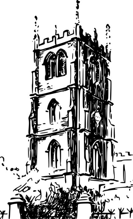 black and white graphic image of a tower in wiltshire