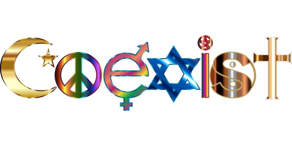 clipart of the colorful Coexist sign