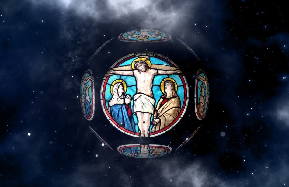 church window among the universe