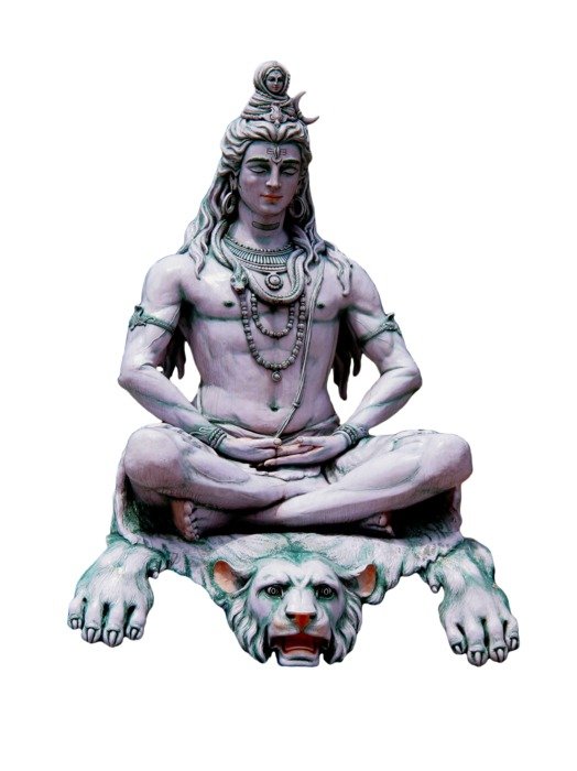 clipart of The Hindu Shiva God sits on lionâs skin sculpture