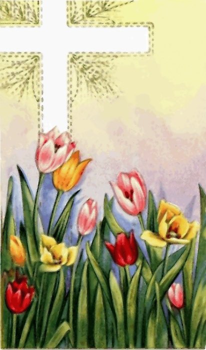 cross and tulips drawing