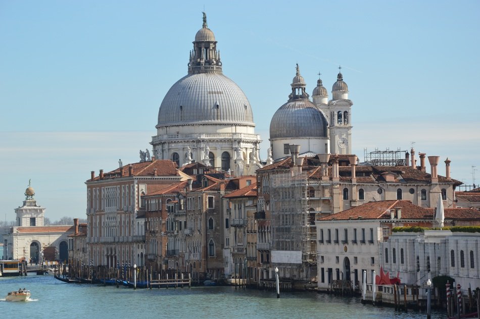 distant view of the church near the canale grande in venice