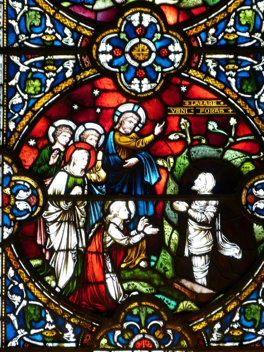 old church window with stained glass