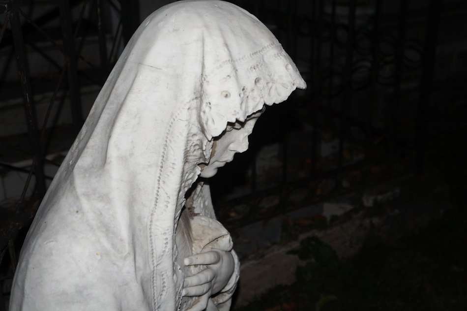 sculpture of a virgin in a cemetery in salvador