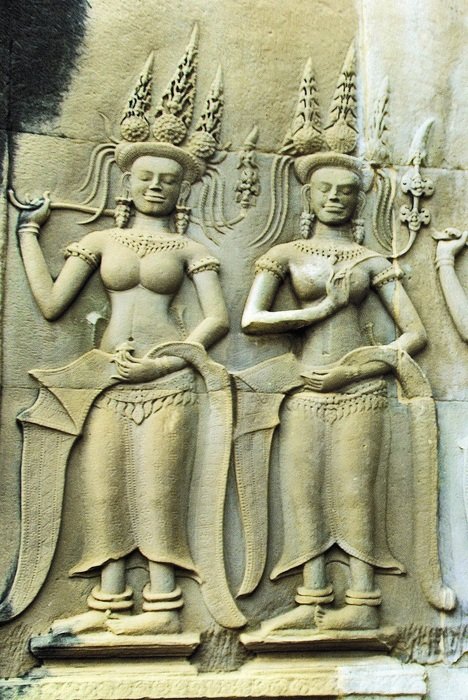 sculptures of dancers in angkor temple