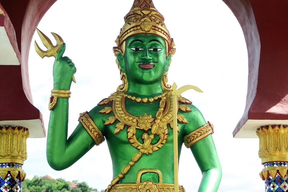 sculpture of the god of the sea in a temple in thailand