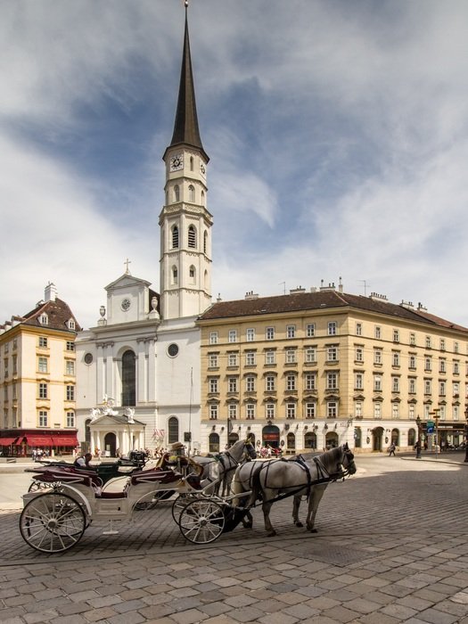 landscape of square in front of St. Michael's Church in Vienna