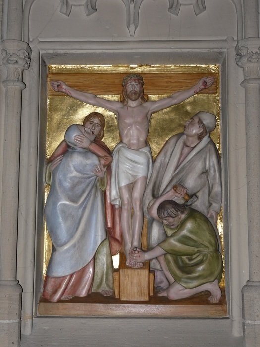 sculpture of crucified Christ in the Portuguese church