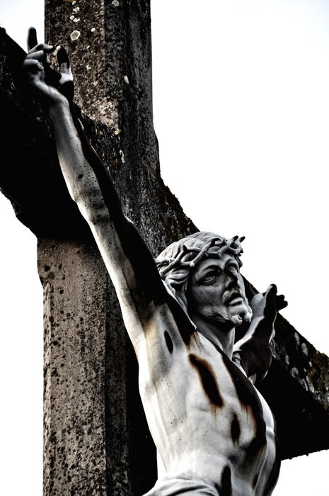 cross with crucifix in profile closeup