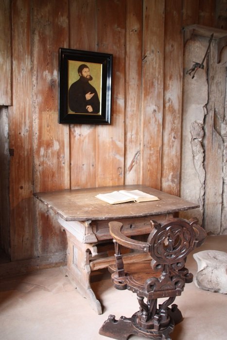 portrait of martin luther on the wall at wartburg castle