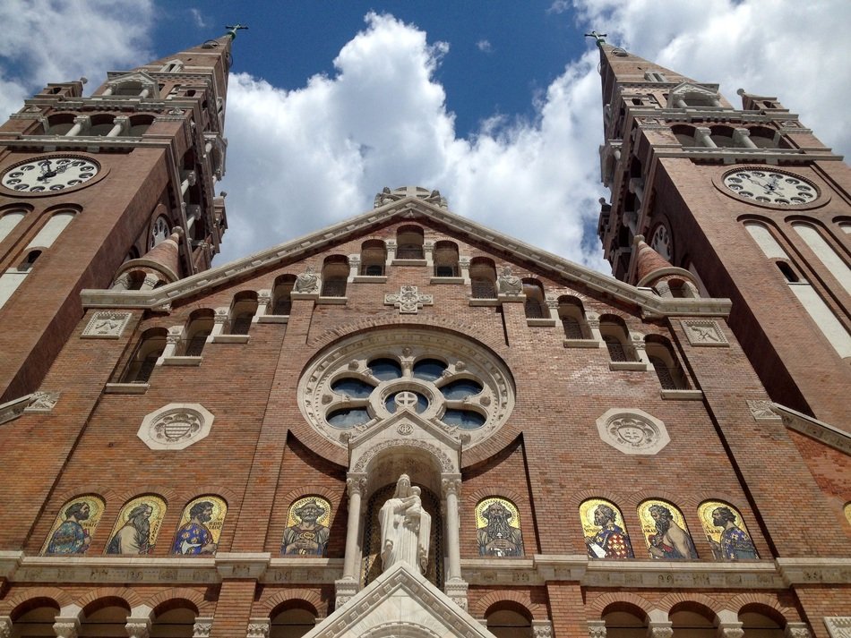 clouds over Szeged Cathedral in Hungary