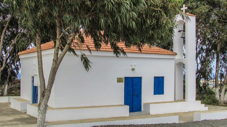 white orthodox church in ayios mamas